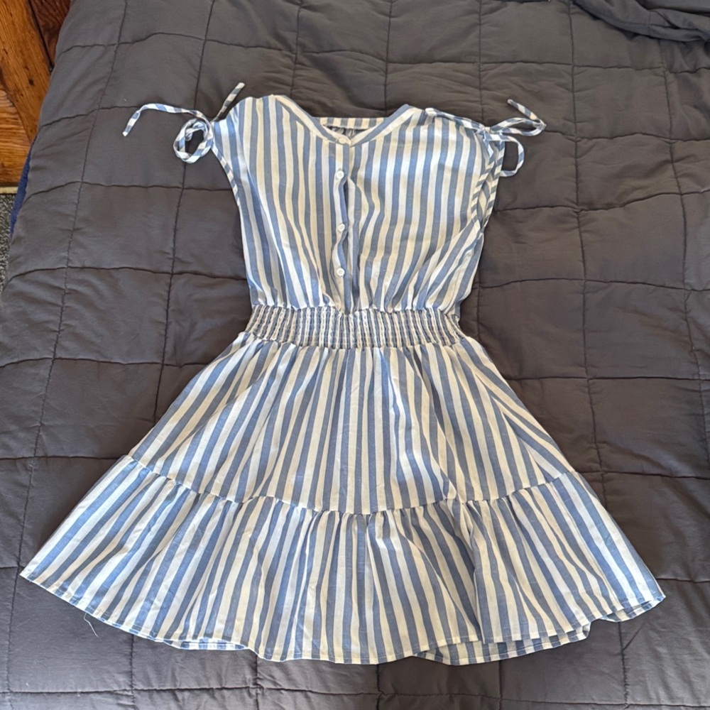 100% Cotton Blue and White Striped Dress
